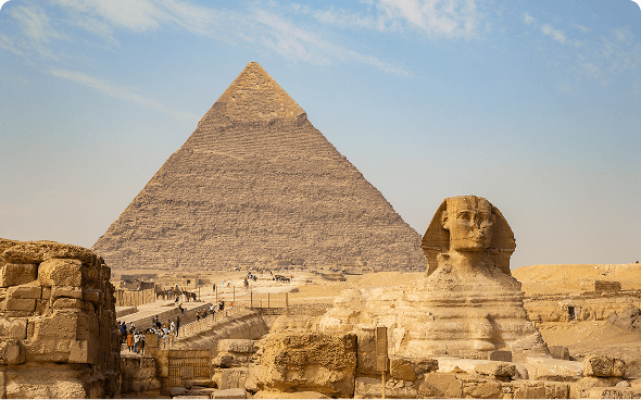 Ancient monuments with clear sky backdrop