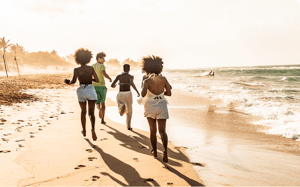 Friends enjoying a beach run