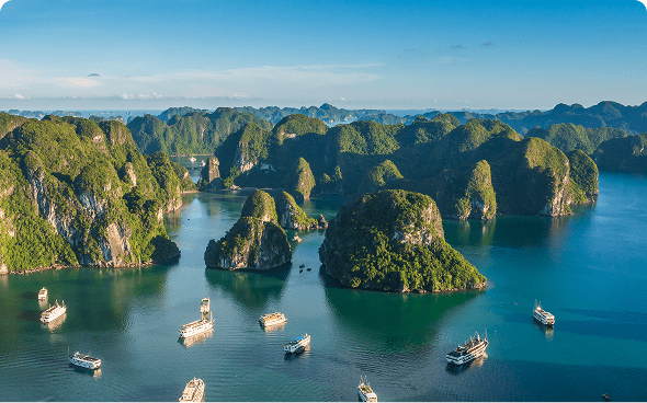 Boats navigating turquoise waters