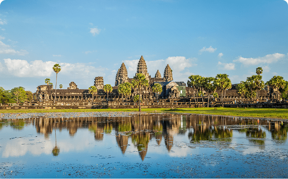 Historic architecture with palm trees