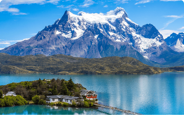 House by a tranquil mountain lake