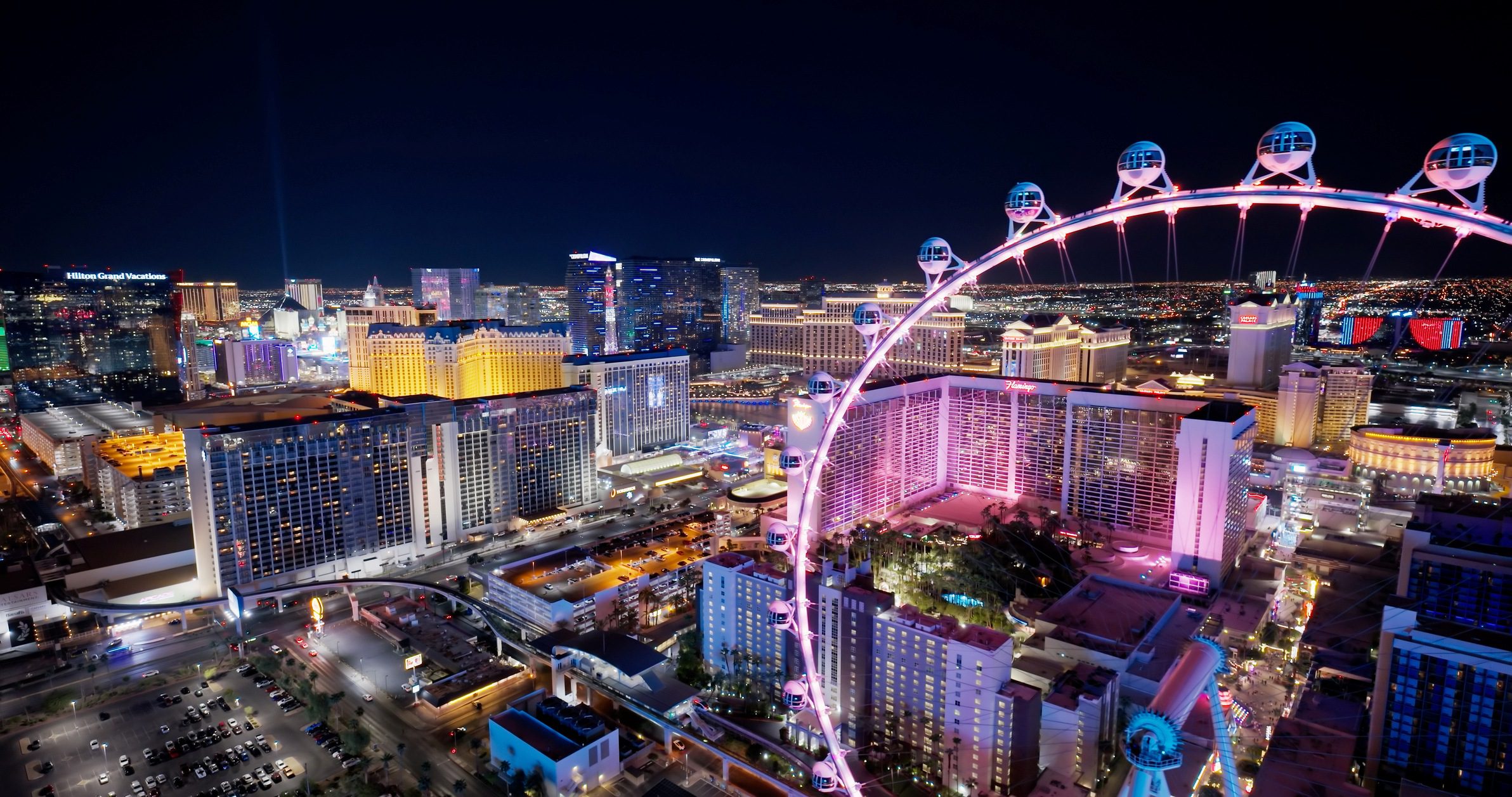 Nighttime view of Las Vegas cityscape