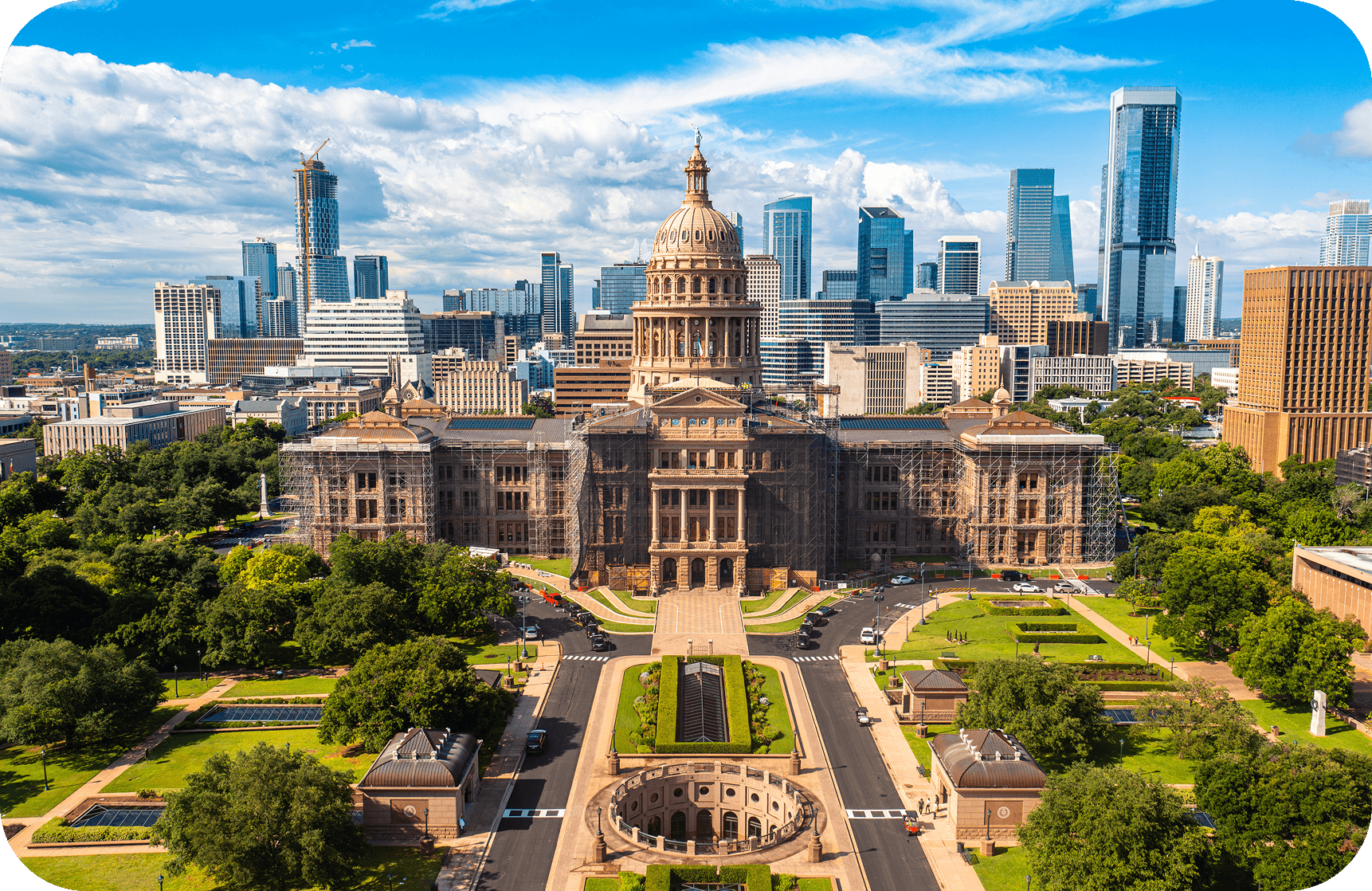 Texas Capitol building with city skyline