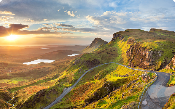 Scenic mountain landscape with winding road