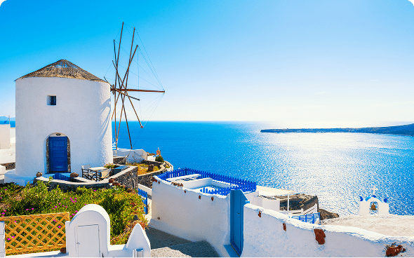 Traditional Greek architecture by the sea