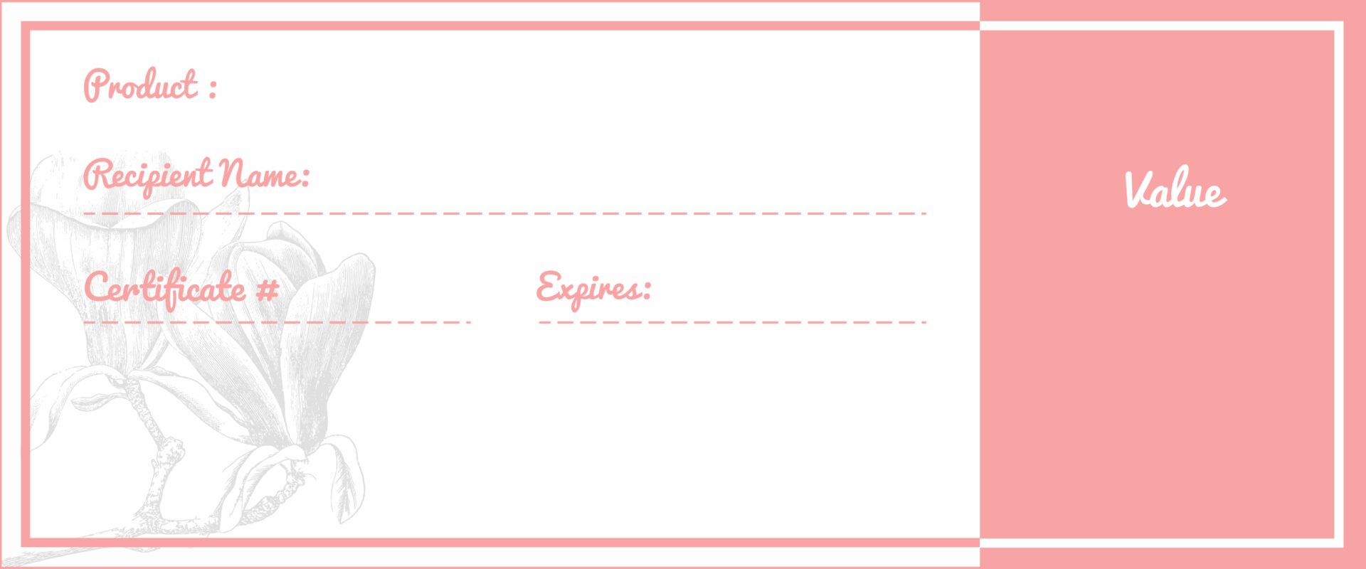 Gift certificate template with pink accents